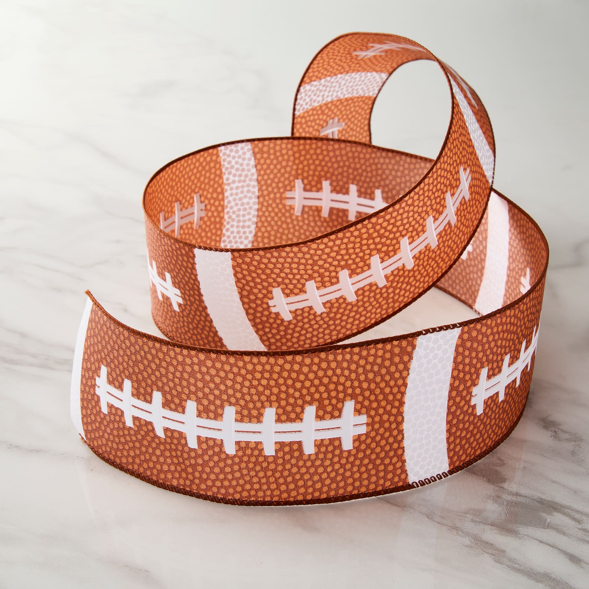 2.5" x 3yd. Brown Football Wired Edge Ribbon by Celebrate It™